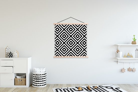 Porte-affiche avec affiche - Affiche scolaire - Formes - Zwart et blanc - Motif - 120x120 cm - lattes vierges