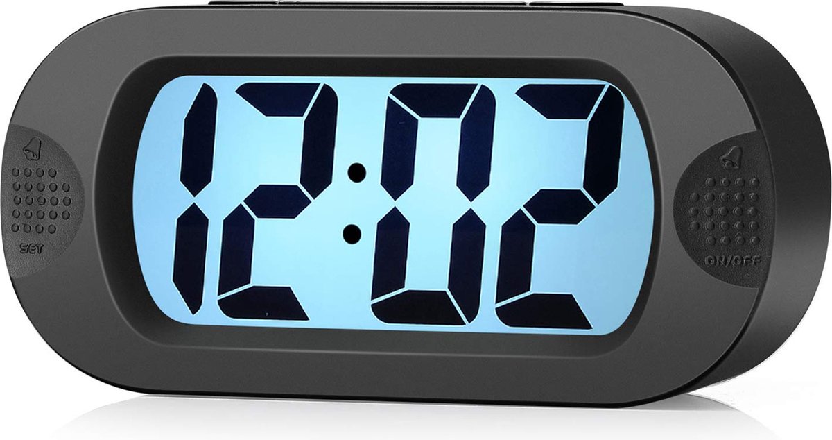 Digitale wekker 12 uurs am/pm - alarmklok met snooze en nachtlicht - zwart