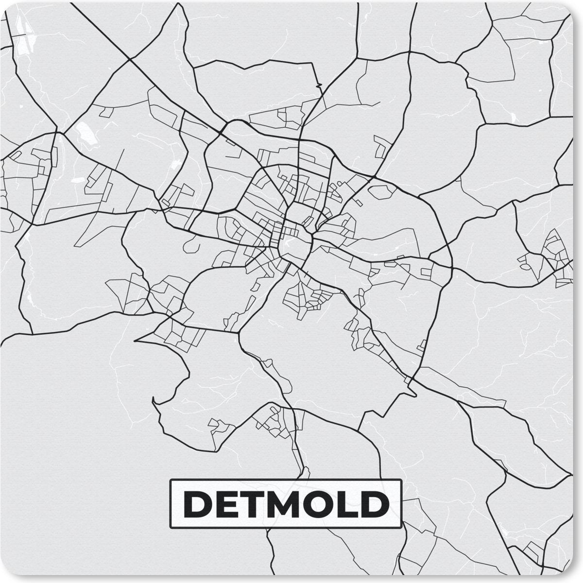 Muismat 30x30 cm - Mousepad Detmold - Kaart - Stadskaart - Plattegrond - Duitsland - Muismatten - Stadskaart