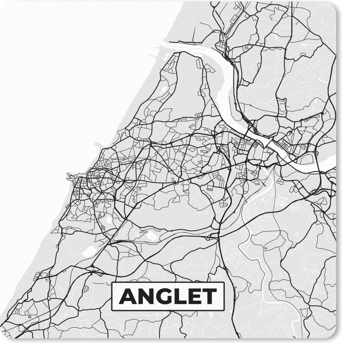 Muismat 30x30 cm - Mousepad Kaart - Stadskaart - Anglet - Plattegrond - Frankrijk - Muismatten - Stadskaart