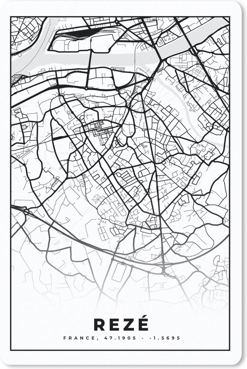 Muismat - Mousepad - Rezé - Stadskaart - Plattegrond - Kaart - Frankrijk - Zwart wit - 18x27 cm - Muismatten