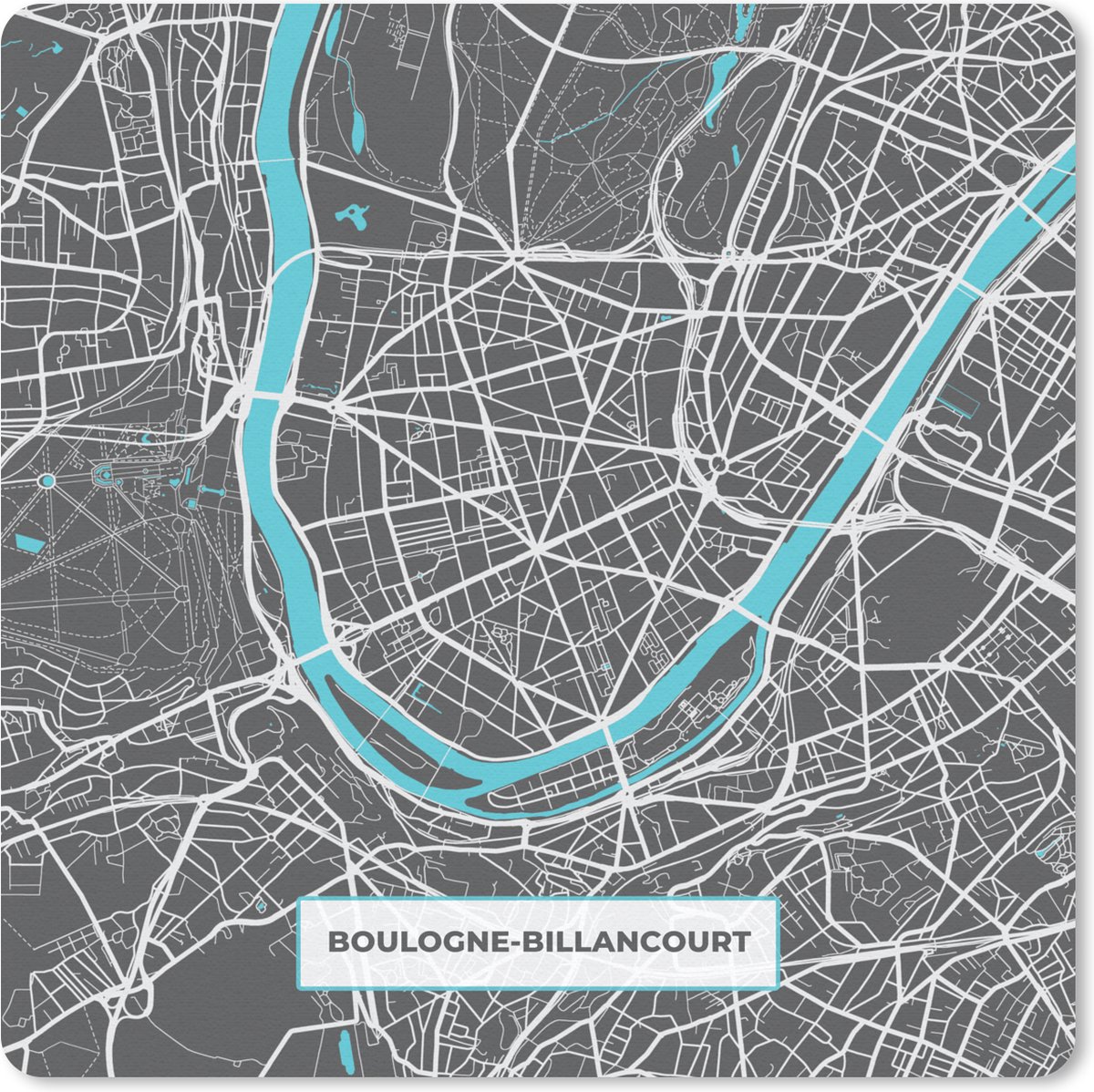 Muismat 20x20 cm - Mousepad Frankrijk - Stadskaart - Kaart - Plattegrond - Boulogne-Billancourt - Muismatten - Stadskaart