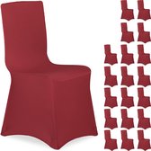 Relaxdays 20x housses de chaise rouge foncé - housse de chaise extensible - ensemble de housses de chaise - mariage