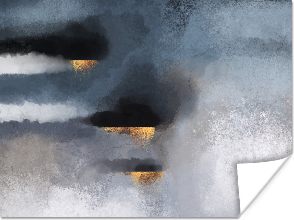 Poster Wolken - Gold - Abstract - 120x90 cm