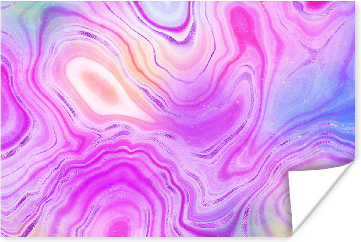 Poster Neon - Agaat geode - Stenen - 30x20 cm