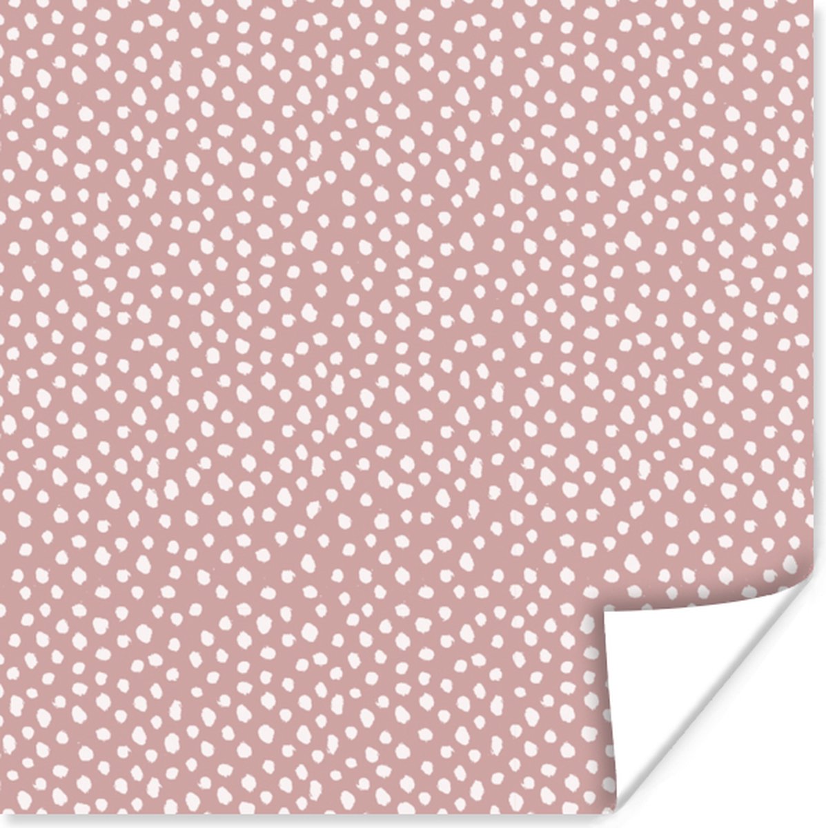 Poster Roze - Stippen - Wit - Patronen - 75x75 cm