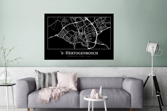 Poster Plattegrond - 's-Hertogenbosch - Stadskaart - Kaart - 120x80 cm