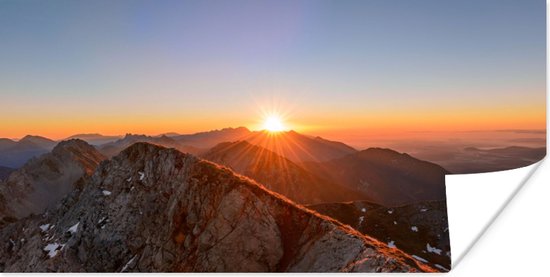 Poster Berg - Landschap - Zon - 80x40 cm