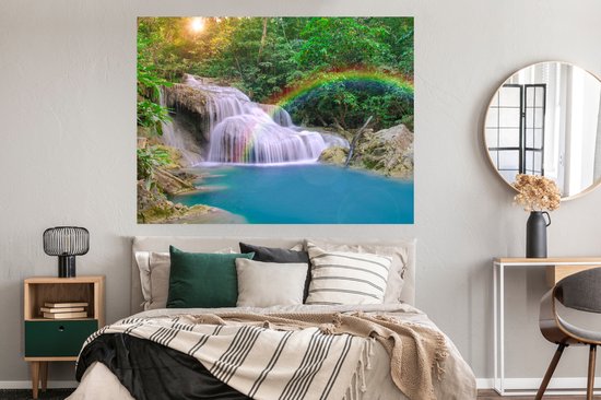 Affiche Arc-en-ciel - Soleil - Cascade - Nature - 160x120 cm XXL