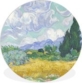 WallCircle - Wandcirkel - Muurcirkel Binnen - Korenveld met cipressen - Vincent van Gogh - 90x90 cm - Wanddecoratie - Ronde Schilderijen