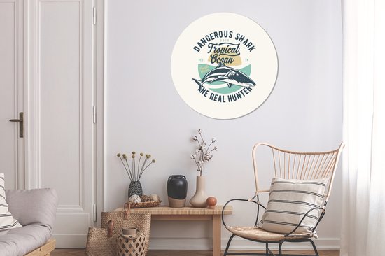 WallCircle - Wall Circle - Wall Circle Indoor - Requin - Animaux - Vintage - 90x90 cm - Décoration murale - Peintures Ronds