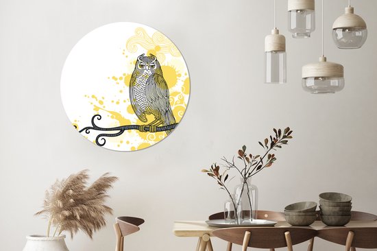 Illustration de l'assiette en plastique hibou Wall Circle ⌀ 90 cm - impression photo sur cercle mural / cercle vivant (décoration murale)