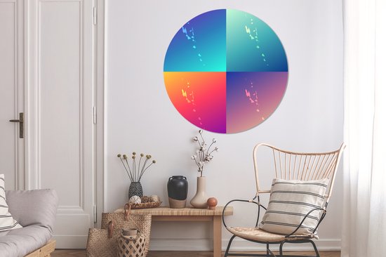 Quatre illustrations colorées de Vanuatu Assiette en plastique cercle mural ⌀ 120 cm - impression photo sur cercle mural / cercle vivant (décoration murale) XXL / Groot format!