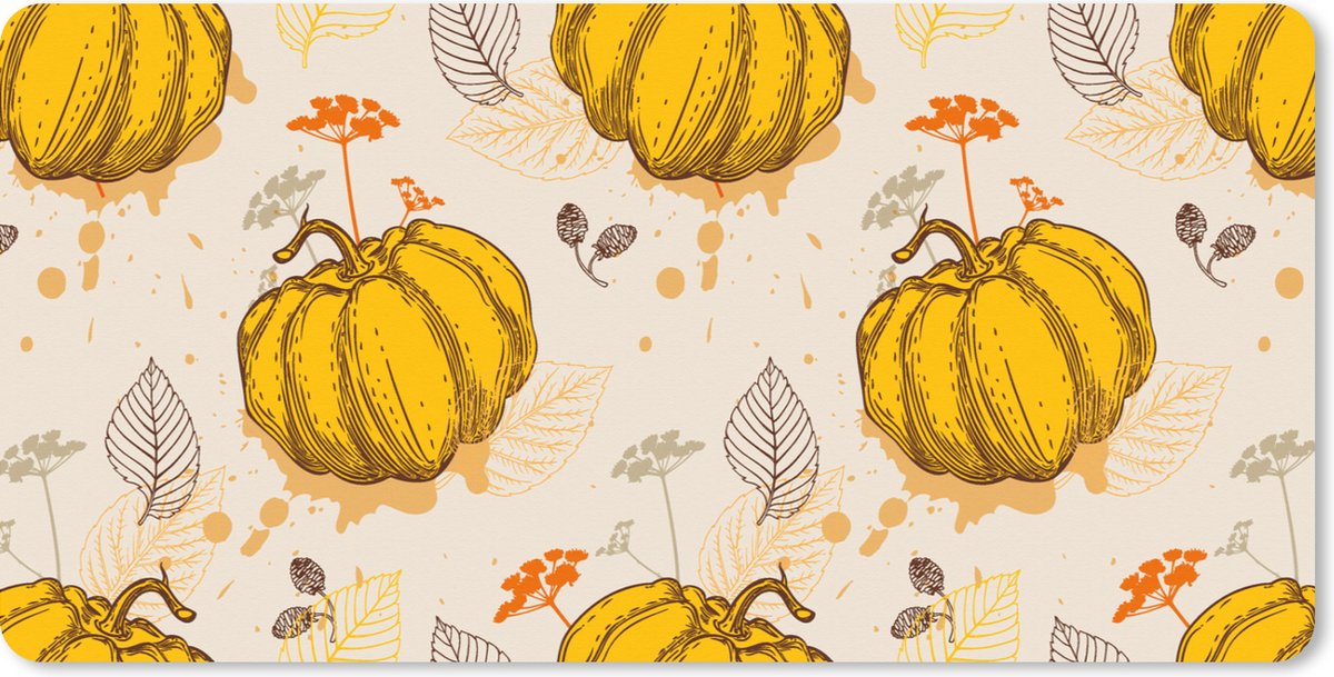 Muismat XXL 120x60 cm - Bureau onderlegger - Bureau mat Pompoen - Herfst - Patronen - Bureaumat - Gaming mousepad xl - Bureaulegger groot - Computer deskmat
