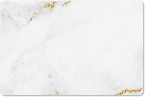 Tapis de souris XXL - Sous-main - Tapis de bureau - Marbre - Or - Wit - Luxe - 90x60 cm - Tapis de souris XXL