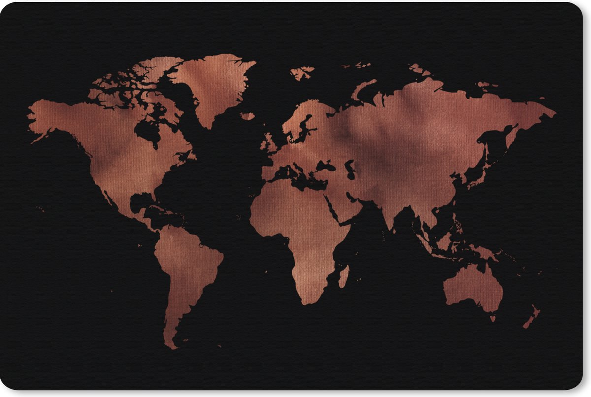 Muismat XXL 120x80 cm - Bureau onderlegger - Bureau mat Wereldkaart - Zwart - Rood - Bureaumat - Gaming mousepad xl - Bureaulegger groot - Computer deskmat