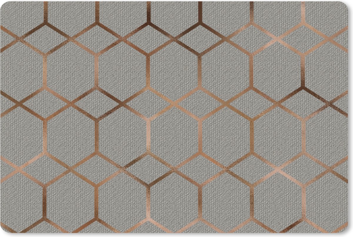 Muismat XXL 120x80 cm - Bureau onderlegger - Bureau mat Patronen - Grijs - Brons - Bureaumat - Gaming mousepad xl - Bureaulegger groot - Computer deskmat