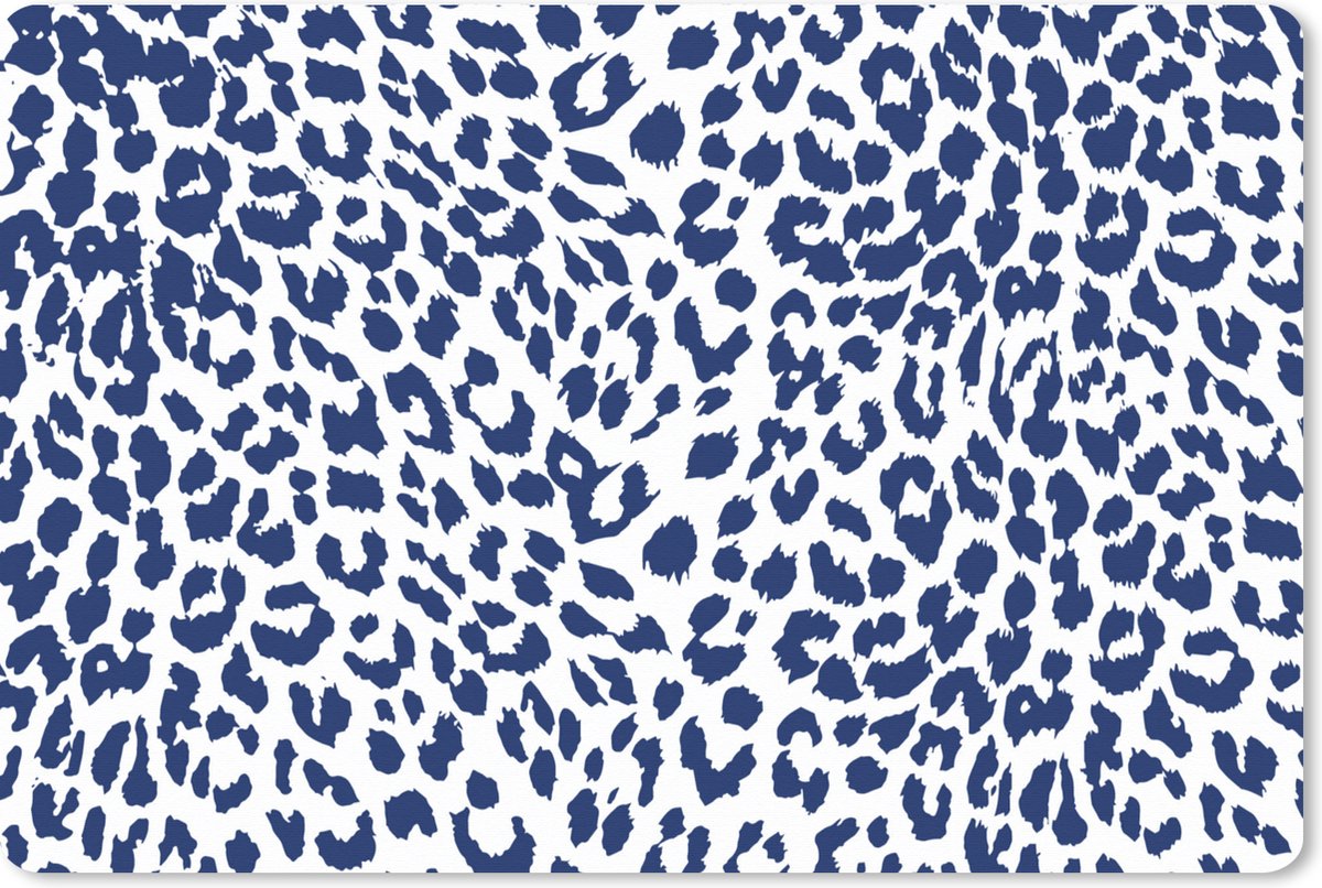 Muismat XXL 90x60 cm - Bureau onderlegger - Bureau mat Panterprint - Wit - Blauw - Bureaumat - Gaming mousepad xl - Bureaulegger groot - Computer deskmat
