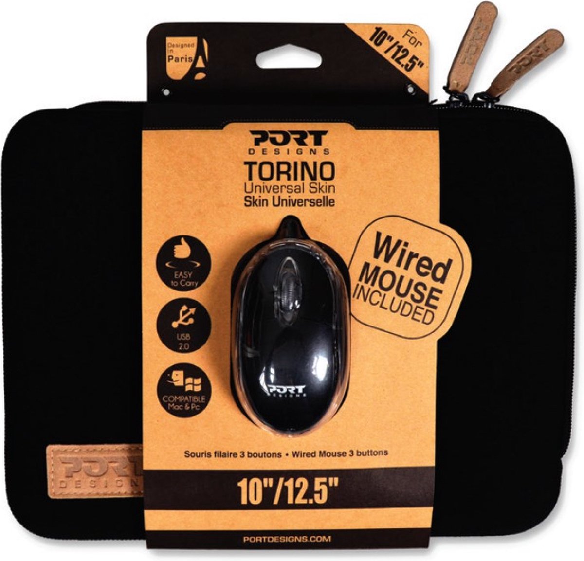 Port Designs Torino Bundle 13.3/14'' notebooktas 35,6 cm (14") Opbergmap/sleeve Zwart