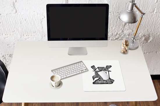 Muismat XXL 40x40 cm - Bureau onderlegger - Bureau mat Retro - Vintage - Windmolen - Bureaumat - Gaming mousepad xl - Bureaulegger groot - Computer deskmat