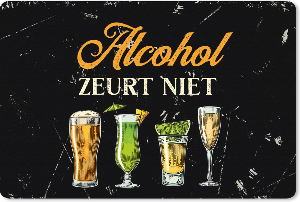 Muismat XXL 120x80 cm - Bureau onderlegger - Bureau mat Alcohol - Glazen - Quote - Bureaumat - Gaming mousepad xl - Bureaulegger groot - Computer deskmat - Cadeau voor vrouw - Cadeau voor man