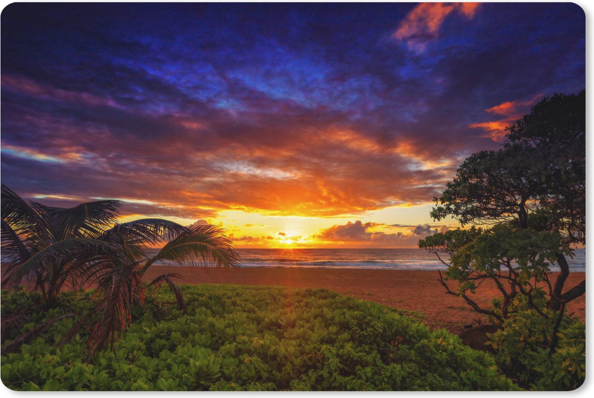 Muismat XXL 120x80 cm - Bureau onderlegger - Bureau mat Een indrukwekkende zonsondergang van Hawaii - Bureaumat - Gaming mousepad xl - Bureaulegger groot - Computer deskmat