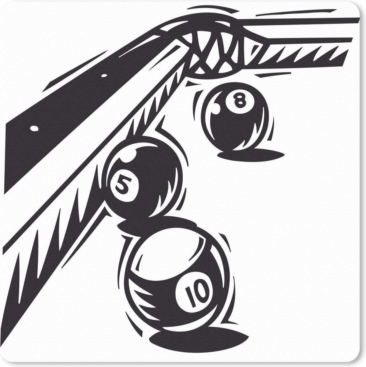 Muismat XXL 40x40 cm - Bureau onderlegger - Bureau mat Een illustratie van drie ballen op de pool tafel - Bureaumat - Gaming mousepad xl - Bureaulegger groot - Computer deskmat
