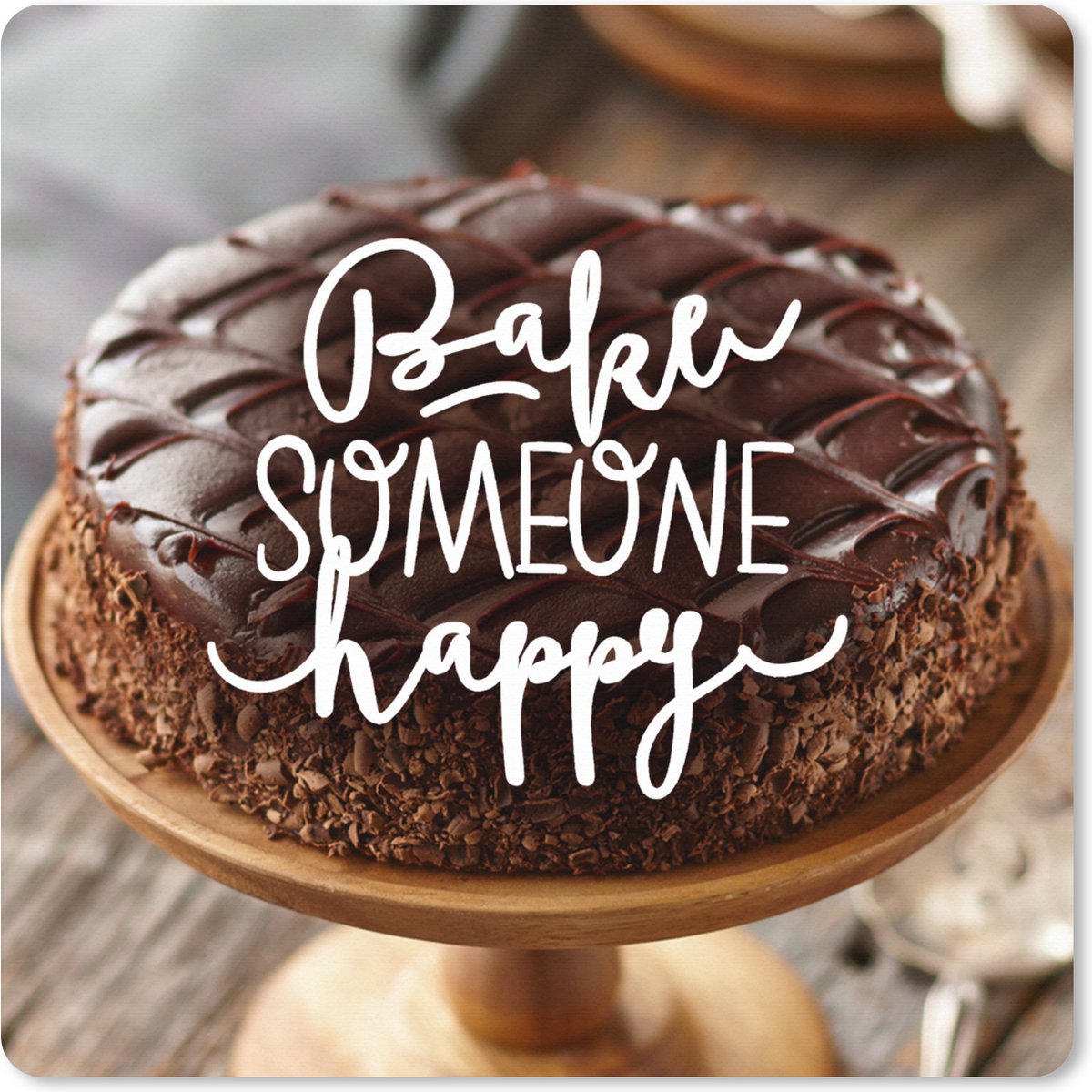 Muismat XXL 40x40 cm - Bureau onderlegger - Bureau mat 'Bake someone happy' - Spreuken - Quotes - Bureaumat - Gaming mousepad xl - Bureaulegger groot - Computer deskmat