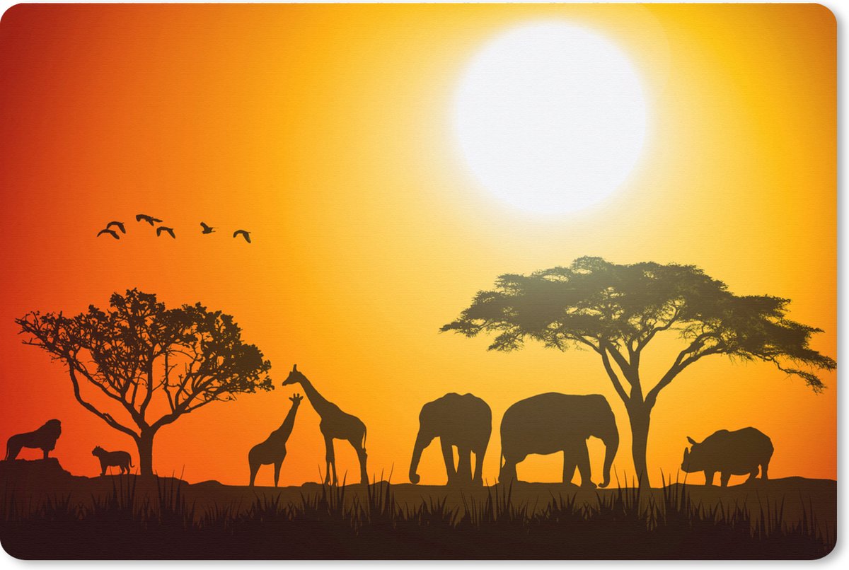 Muismat XXL 120x80 cm - Bureau onderlegger - Bureau mat Olifant - Wilde dieren - Afrikaans - Bureaumat - Gaming mousepad xl - Bureaulegger groot - Computer deskmat