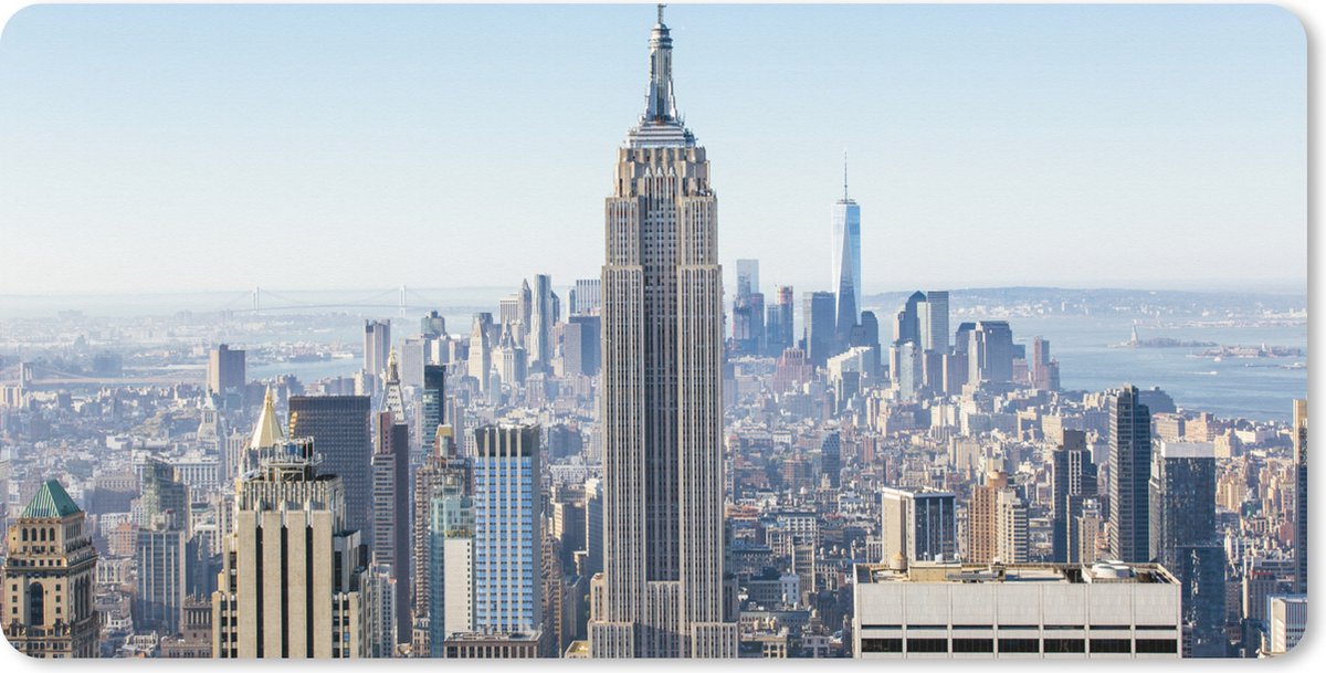 Muismat XXL 120x60 cm - Bureau onderlegger - Bureau mat Skyline van New York met het Empire State Building - Bureaumat - Gaming mousepad xl - Bureaulegger groot - Computer deskmat