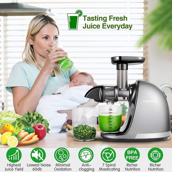 Slowjuicer - Voor Groente- en Fruitsap - Horizontale Slow juicer - duurzaam van SLO — afbeelding 3