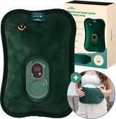 Zenwave Elektrische Kruik met Hoes - Digitaal Display - Warmtekruik & Waterkruik met Handwarmers - Oplaadbare Warmtekussen - Menstruatie Warmteband - Duurzaam & Draadloos - Kamperen & Outdoor - Warmwaterkruik Groen