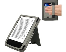 kwmobile e-reader hoesje geschikt voor Pocketbook Touch Lux 4/5/HD 3/Color 2020/ Vivlio Lux 5 hoes - E reader flip case van kunstleer - Ereader cover met stand - Opkomende Zon design in grijs