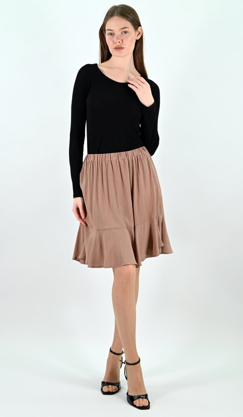 YesMooi - Bruine Mini Rok met Volants - S (36)
