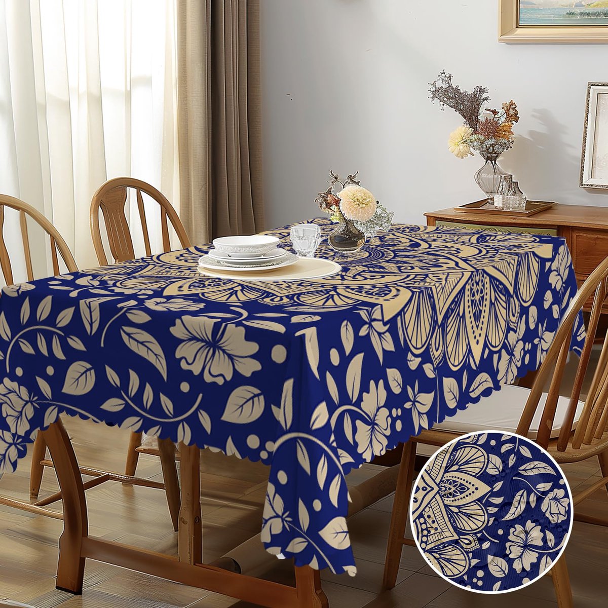 La'Moussawi ® Tafelkleed met Boho-Mandala Design voor Binnen en Buiten, Waterafstotend en Onderhoudsvriendelijk