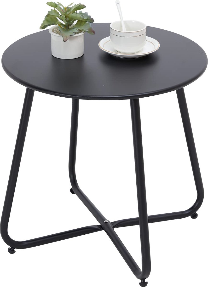 La'Moussawi ® Stijlvolle en Praktische Ronde Metalen Bijzettafel voor Binnen en Buiten