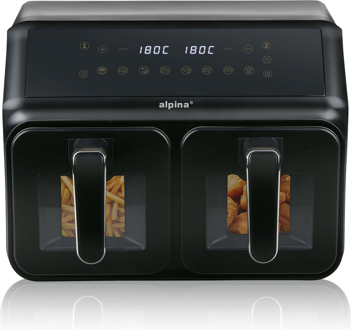 alpina Dubbele Airfryer XXL - Heteluchtfriteuse 2x4L - Air - alpina - €79,99