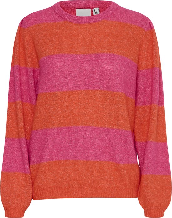 Ichi Sweater Ihdusty Ls Stripe 20122597 172034 Pink Yarrow Femme Taille - L