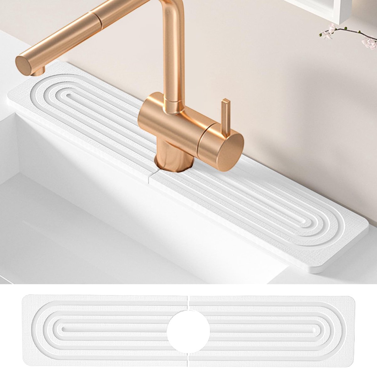 Goedkoopste Goodivery ® Tijdloze Crème Kleurige Keuken- en Badkamer Beschermmat voor Waterkranen en Wastafels