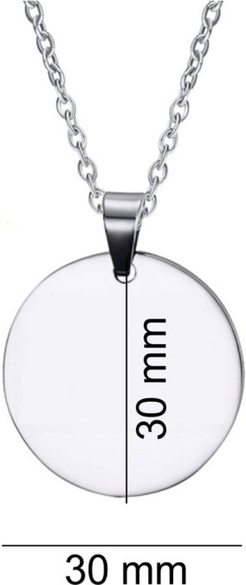 Collier en acier inoxydable avec gravure du nom - Bella - Argent - Rond