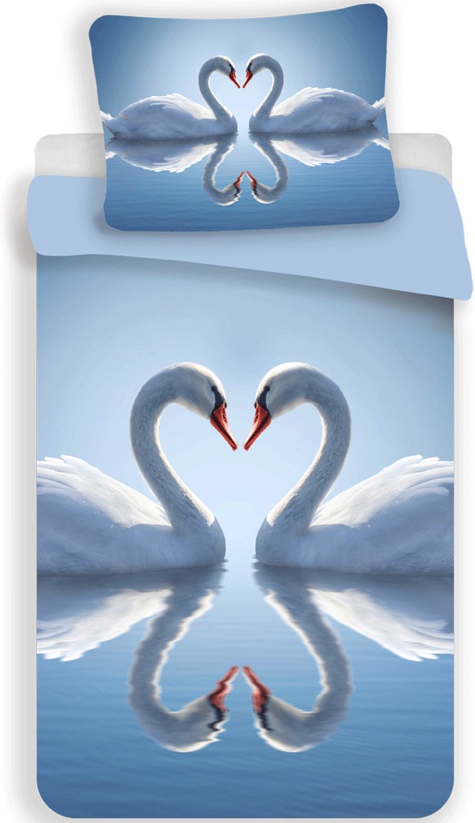 Zwaan dekbedovertrek 140 x 200 cm - 70 x 90 cm - polyester