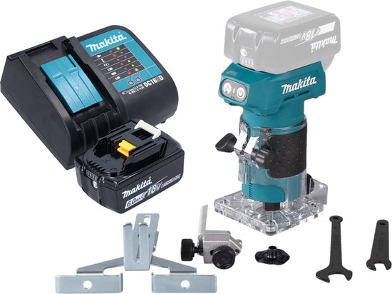 Makita DRT 52 SG1 accu kantenfrees 18 V 6 mm borstelloos + 1x accu 6.0 Ah + lader