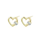 Silventi 9NBSAM-G190507 Gouden Oorknopjes - Dames - Hartje - Opengewerkt - 5 x 5 mm - Zirkonia - 14 Karaat - Goud