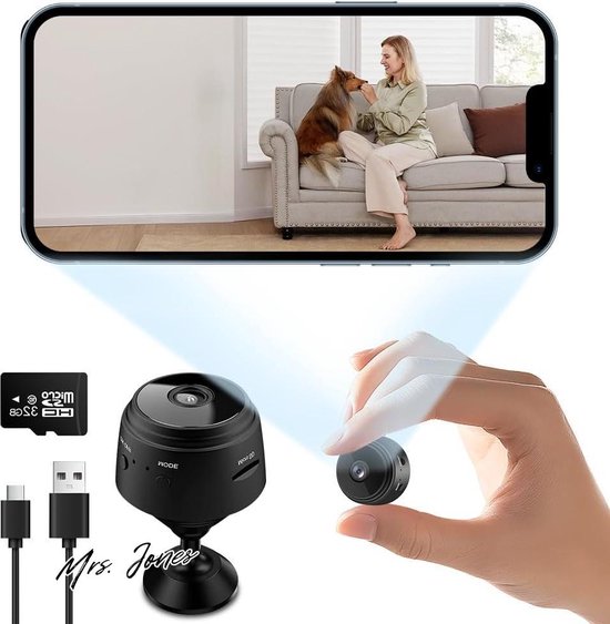 Mini Camera De Supraveghere WiFi 1080P Viziune Nocturna Detectie Miscare Audio Bidirectional Hotspot Ap Control Prin Aplicatie Negru  Pmcizntcvmyg L