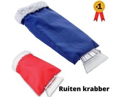*** ijskrabber rood of blauw met handschoen - handschoen - ruitenkrabber - met handschoen - ijskrabber - sneeuwkrabber - van Heble® ***