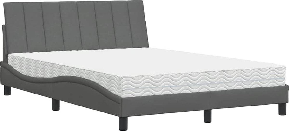 vidaXL - Bed - met - matras - "Hanko" - stof - donkergrijs - 140x190 - cm