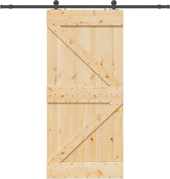 vidaXL Schuifdeur Wit 93 x 202 cm Massief grenenhout en glas - Deuren en Horren