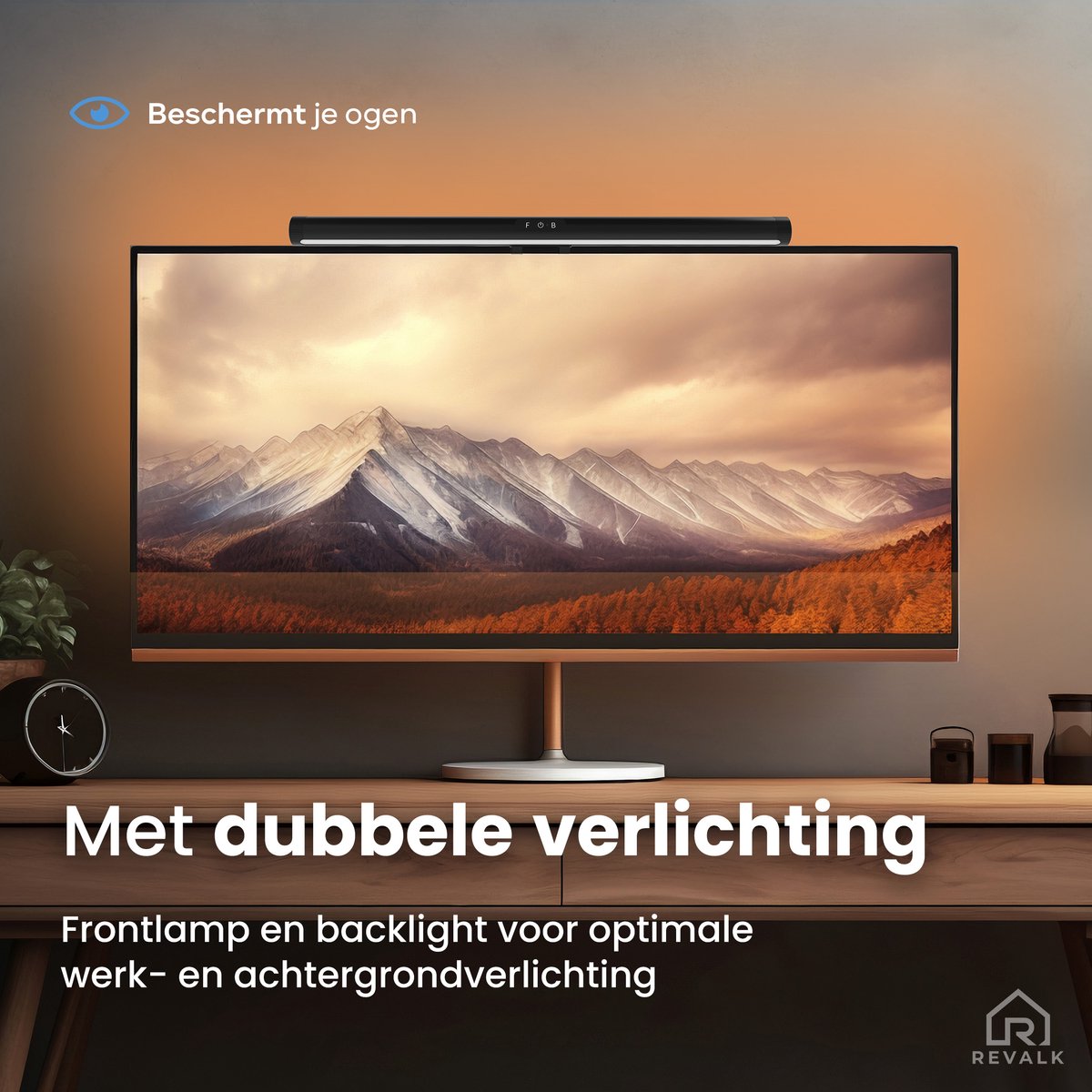 Revalk Monitor Lamp Met Backlight - USB-C, 4 Lichtstanden thumbnail 4