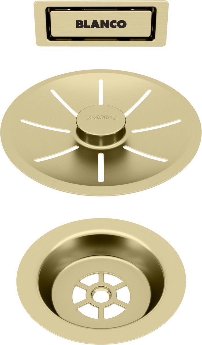 Afvoerset C-overflow, voor enkele spoelbak, goud