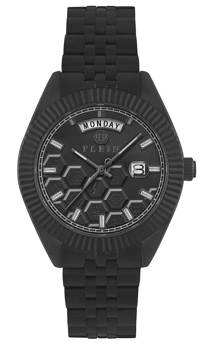 Philipp Plein Date Superlative Gent PWPVA0624 Horloge - Staal - Zwart - Ø 42 mm